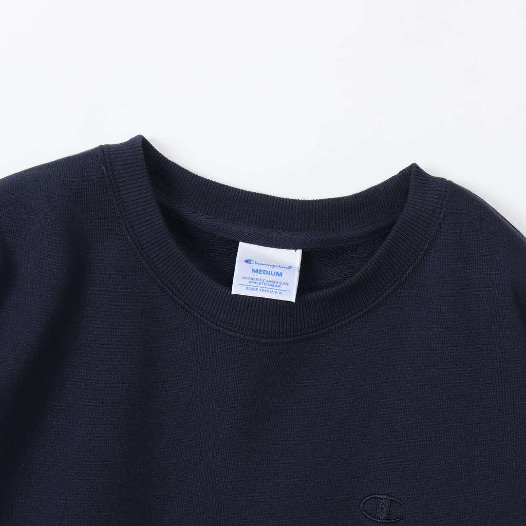 Champion Basic Crew Neck Long Embroidered Made In Women's Sweatshirt, Sleeve, Fleece, Cotton, USA, One-Point Logo, CW-Y018-370-S