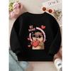Kids Crewneck Long Sleeve Pullover Sweatshirt, Cartoon Capybara Holding Hearts Graphic Print