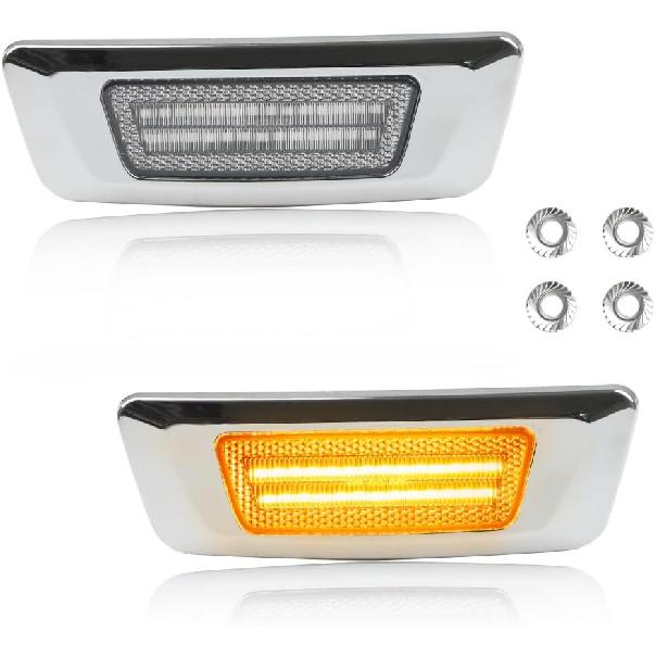 Front Fender LED Side Marker Lights for 2015 2016 2017 2018 Je-ep Renegade, Renegade Smoked Lens Side Bumper Marker Lamps, Amber LED Side Markers