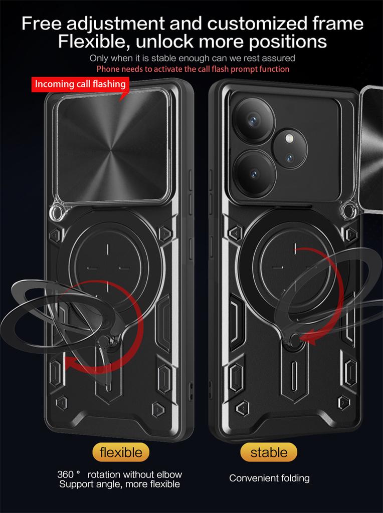 Para Realme GT6 GT 6T Neo 6 Neo6 SE Funda Protectora de Lente Deslizante para Teléfono Para Realme GT Neo6SE Armor Soporte Magnético Anillo Cubierta Trasera