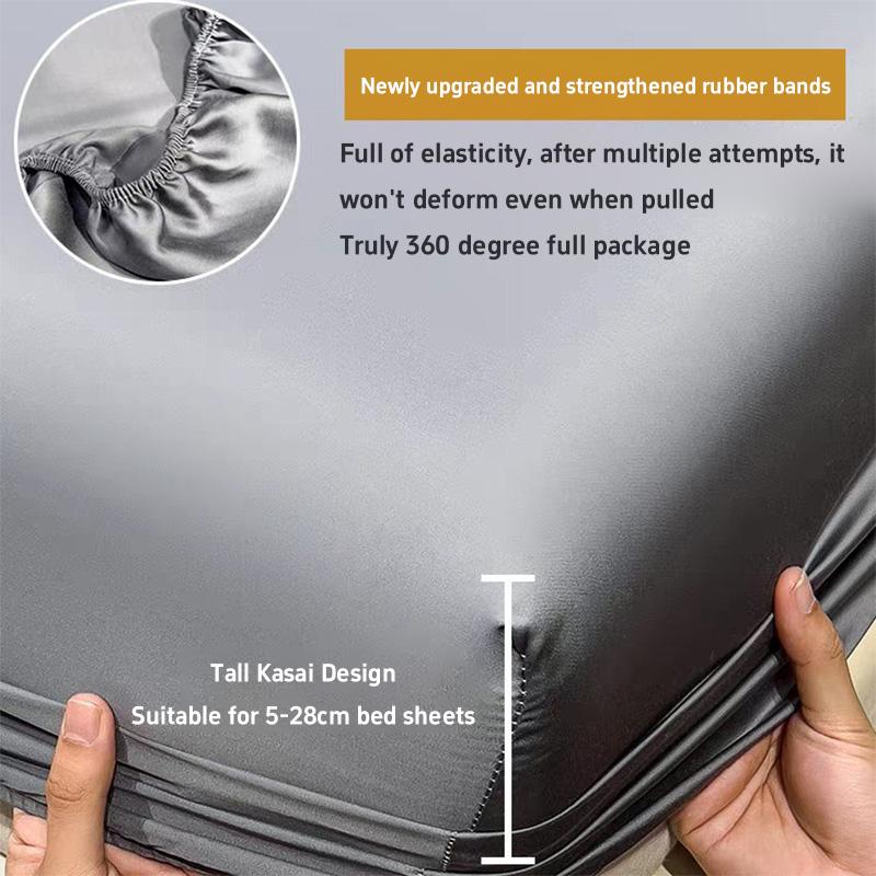Cool Touch Ice Silk Fitted Sheet Summer Cooling Mattress Protector Cover Non-slip Bed Sheet For Hot Sleepers & Night Sweats