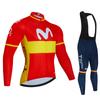 Movistar Autumn Pro Team Cycling Jersey19D Bib Set MTB Uniform Bicycle Clothing Quick Dry Bike Clothes Mens Long Cycling Wear