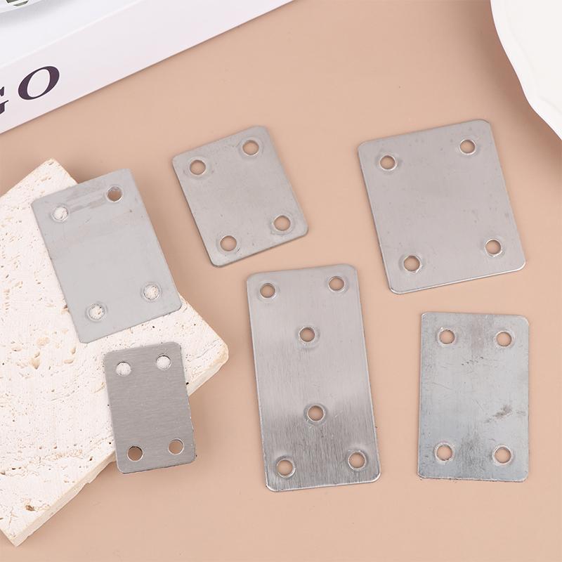 10Pcs Straight Four Hole Fixed Angle Bracket Stainless Steel Right Angle Bracket Furniture Fasteners Wood Shelves Cbinets