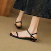 Summer women's one-word sandals Korean version comfortable beef tendon soft sole large size new flat sandals buckle back empty leather