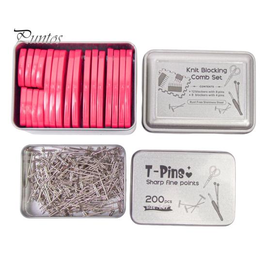 

1 комплект булавок для блокировки вязания с гребнями на 4/8 штифтов, 200 Т-образных спиц, жестяная коробка для хранения, самодельный коврик для блокировки вязания крючком, фиксирующая игла для расчески Sets