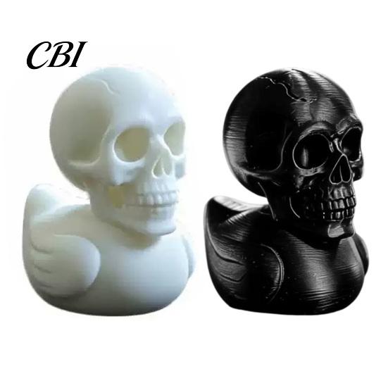 Dark Niche Home Decoration 3D Printed Skull Duck Figurine, Gothic Skeleton Head Statue, Halloween Trendy Desktop Accessory Spooky Desk Ornament,
