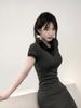 Skinny Figure Polo Collar Dress Women's Summer New Spice Girl Slim Fold Waist Thin Hip Wrap Dress