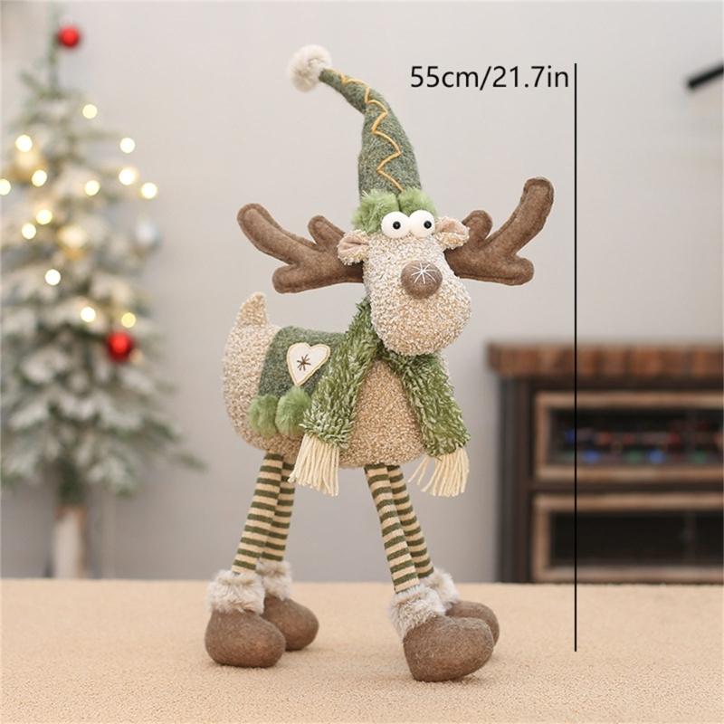 Plush Deer Doll Ornament 21.7Inch High Elk Figure Christmas Decoration For Mantles Shelf Desk Display Home Decoration