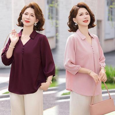 2026 Stylish Seven-Sleeve Summer Blouse for Middle-Aged and Elderly Women