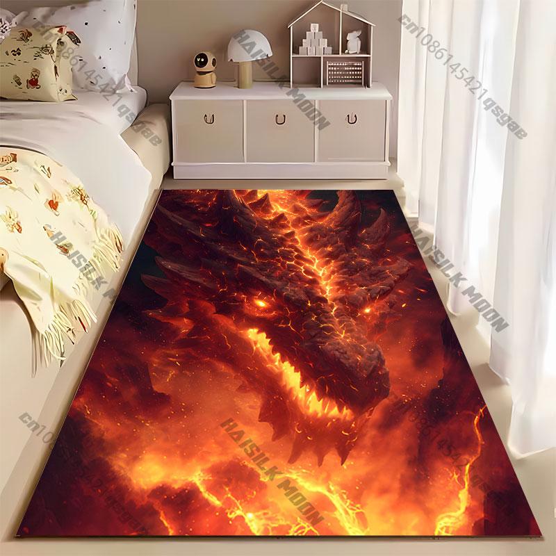 Fiery Dragon Volcanic Destruction Carpet Yoga Living Room Room Decor Children's Crawling Mat Doormat Area Rug Games Mat