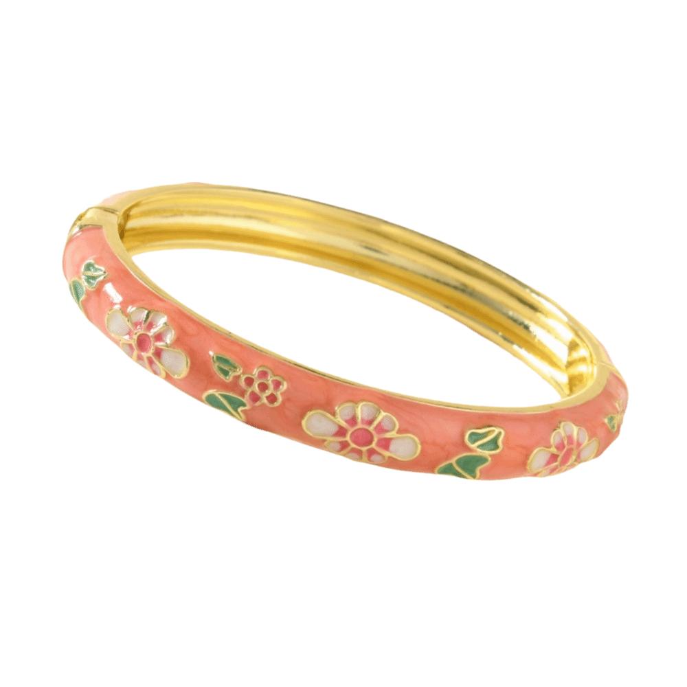 Elegant Enamel Bracelet Colorful Alloy Cloisonne Bangle Ethnic Floral Motifs Vintage Dropped Glaze Bracelet Party Jewelry