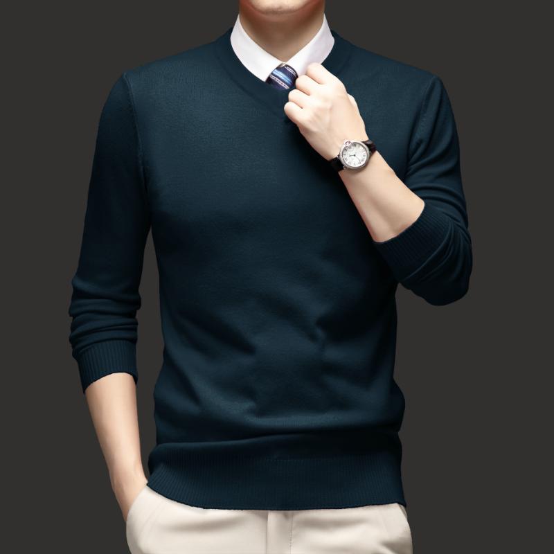 Men Autumn Winter New Style Sweater Middle Aged Thickened V Neck Long Sleeve Anti Pilling Knitted Shirt Dad Wear Undershirt