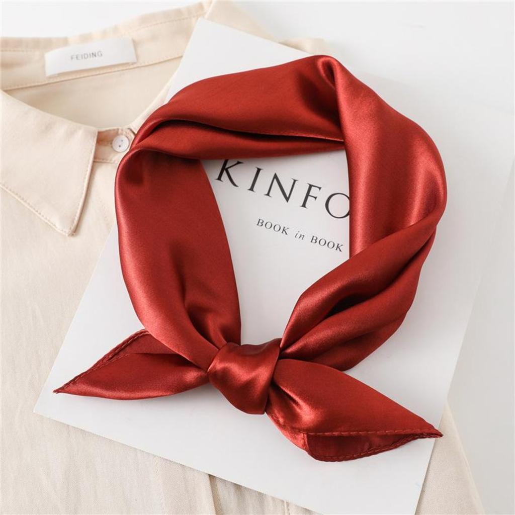 60cm Einfarbiger Halstuch Hijab Schal für Frauen Weiches Satin Stirnband Haarschals Damen Quadratische Schals Kopftücher für Damen