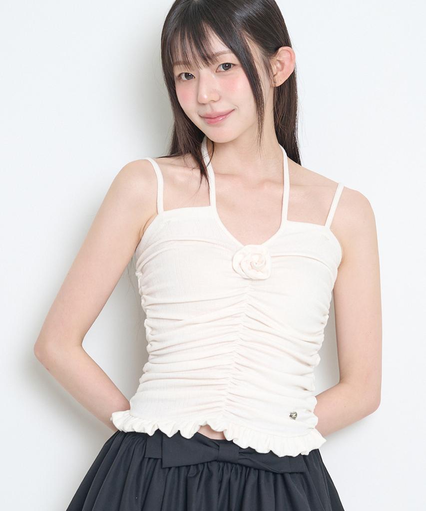 ILLIGO Fleur Frill Halter Top Ivory