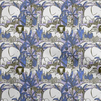 Cotton Flex Medium Blue Fabric Kids Animal Sewing Material Print Fabric By The Yard 40 Inch