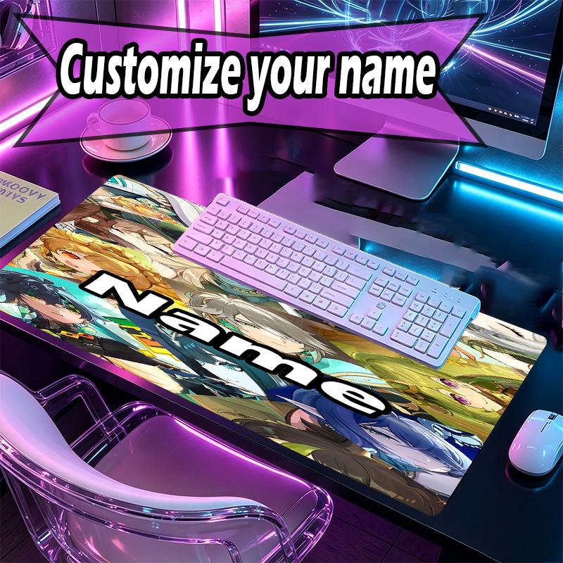 Custom Name Personalized Genshin Impact Pattern Mousepad, Laptop PC Desk Mat, Decorative Desk Mat for Home Keyboard Pad Gift