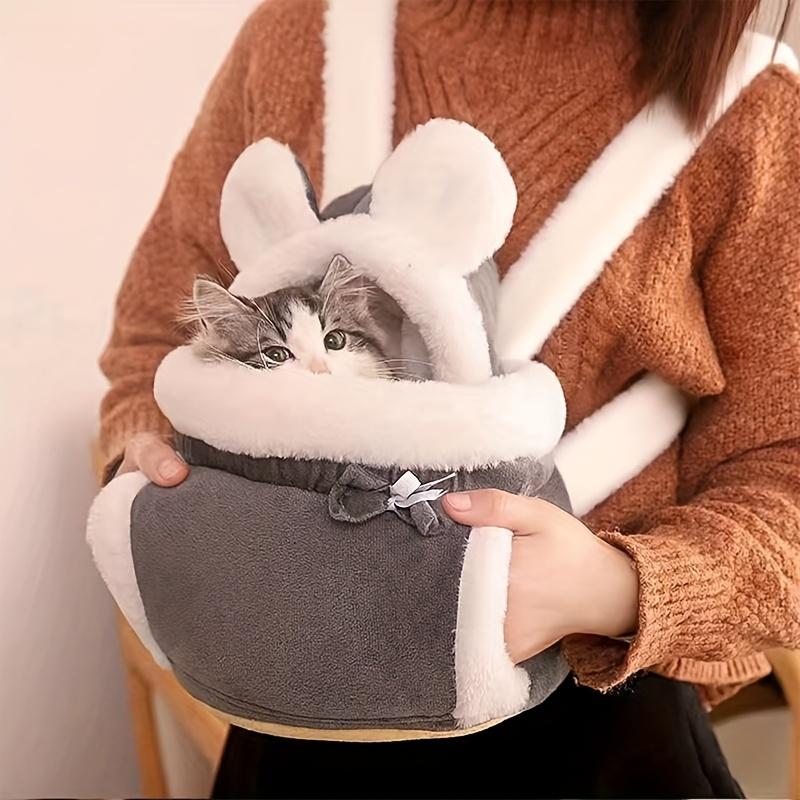 

Winter Warm Pet Backpack - Fleece Lined, Safe & Lightweight Carrier for Small Cats/Dogs. Perfect Travel & Christmas Gift! M