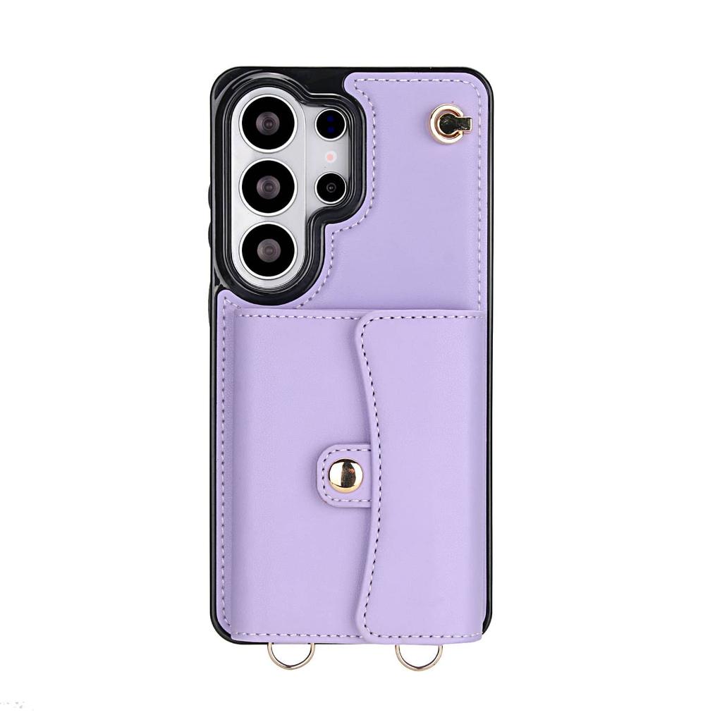 For Samsung Galaxy S26 Ultra S26 Plus S26 PU Leather Wallet Case Flip Cover Card Holder Kickstand Long Lanyard Shockproof Cover