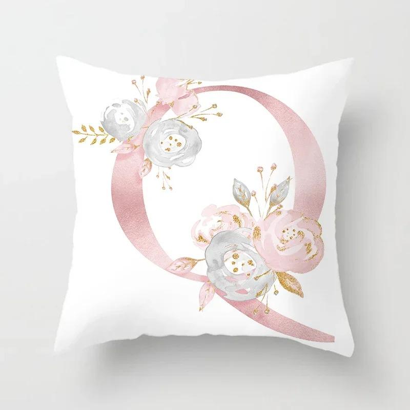Sweet Pink Pillowcase Decoration 26 Letters Pillowcase Pillowcase Car Cushion Cover Home