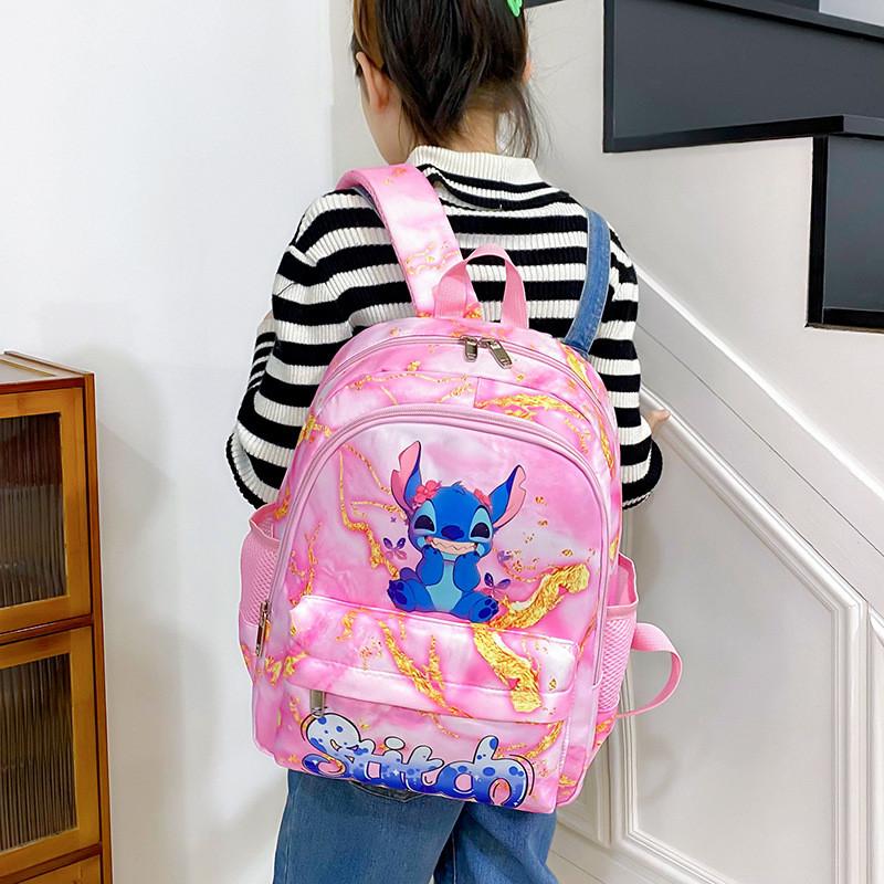 Stitch Student Backpack Large Capacity Nylon Kids School Bag With Comfortable Straps For Education