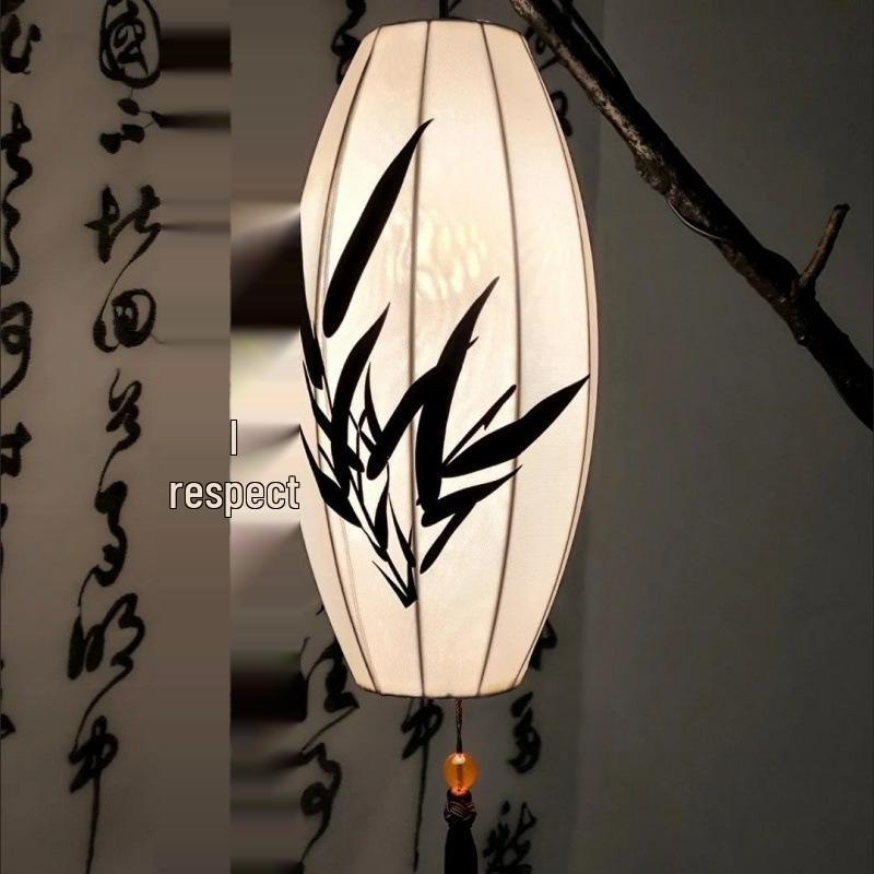Teahouse Study Atmosphere Wabi-sabi Lantern Floor Lamp with Retro Branch Design