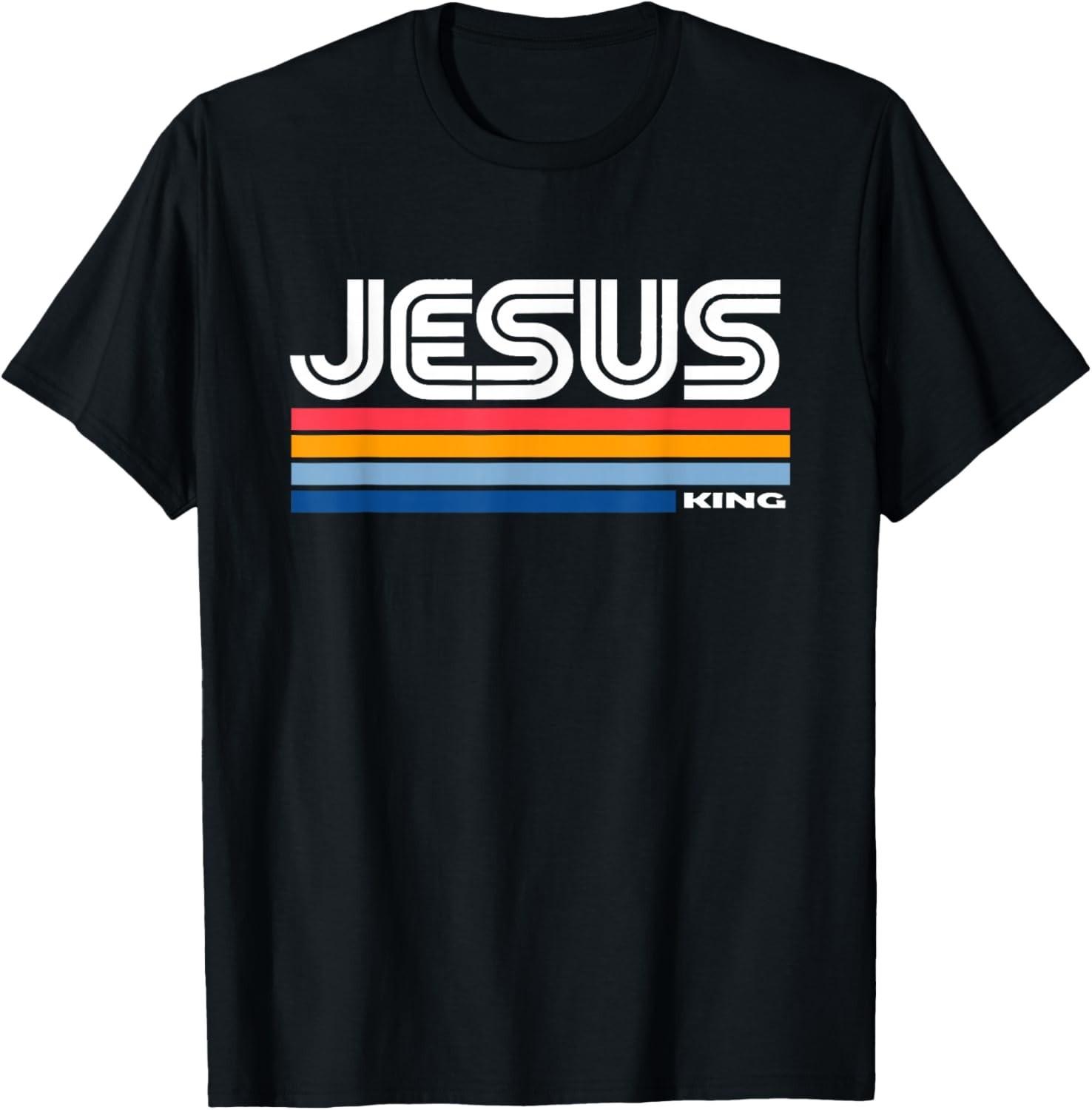 Jesus King Retro Vintage Design T-Shirt Mens Womens Tees Top unisex T-Shirt Mens Womens Tees Top S