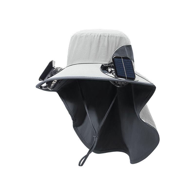 Summer New Solar Fan Bucket Hat Men's Full Protection Sun Hat Outdoor Fishing Sun Hat Women