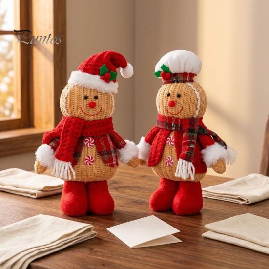 Unique Christmas Gift for Family Gingerbread Plush Doll Decoration, Stuffed Boy Girl Soft Fabric Kids Ornament Tiered Tray Holiday Party Home