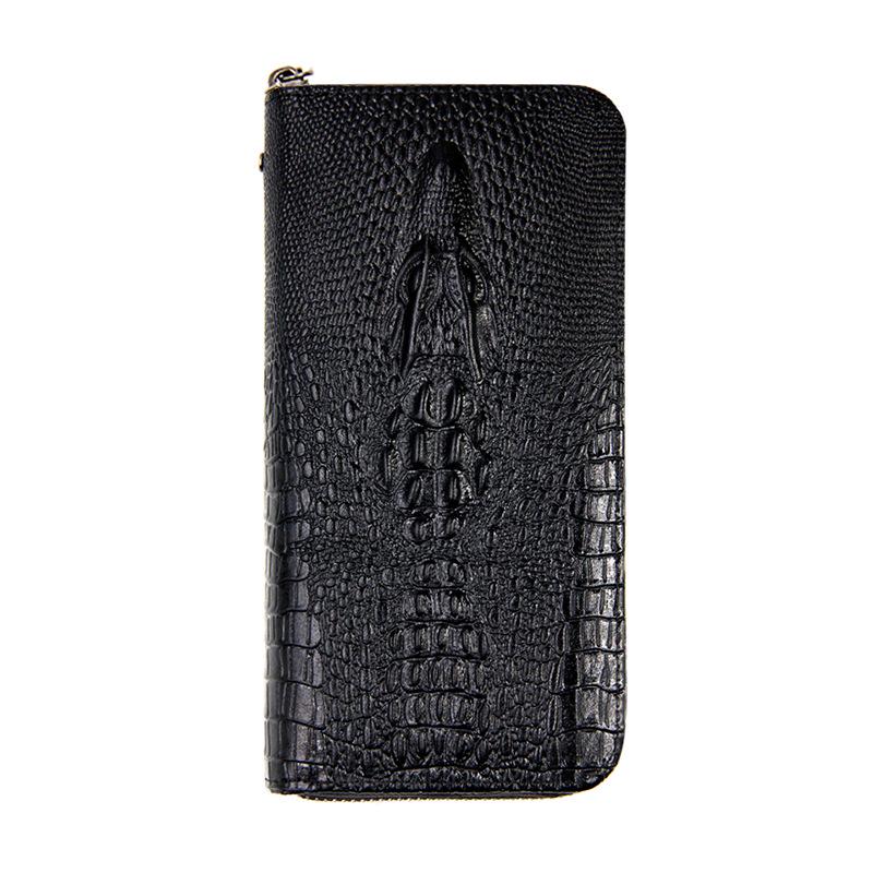 

Men s Large Capacity Alligator Pattern Business Clutch Wallet with Zipper чёрный
