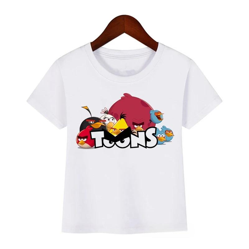 Fashionable and fun animal bird print summer children's cartoon casual Polyester comfortable short sleeved T-shirt top