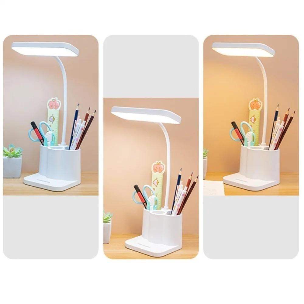 3-Colors Light Study Desk Lamp with Storage Box Touch Control LED Table Lamp Dimmable Eye Protection USB Rechargeable Lamp