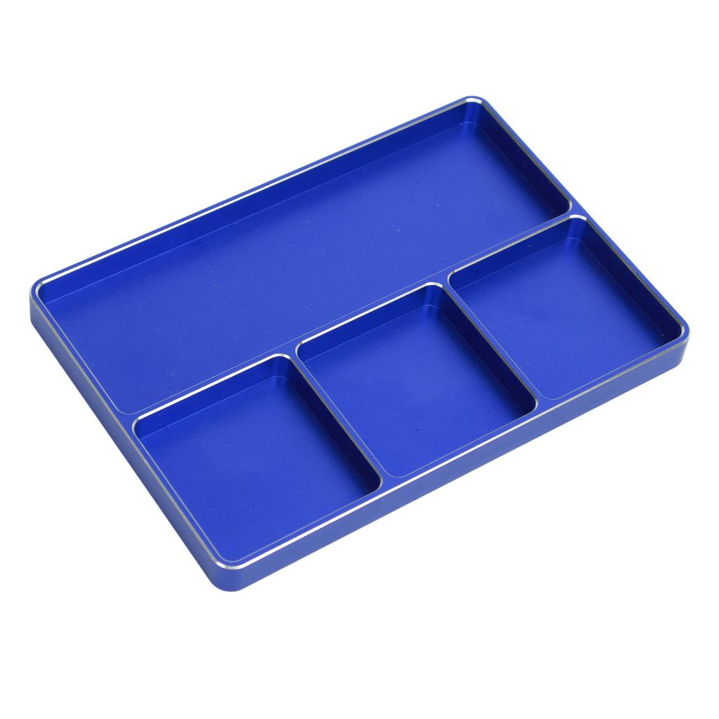 RC Repair Screw Tray 4 Grids Aluminum Alloy Screw Tray with Magnetic Pad for 1/10 1/8 RC Car RC Airplanes