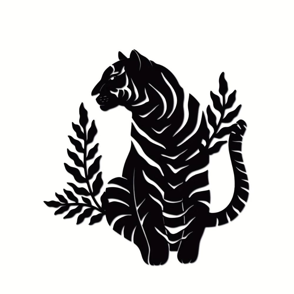 1pc Tiger Metal Wall Art Boho Wild Cat Decor Stylish Wildlife Art Elegant Metal Wall Decoration for a Unique Touch