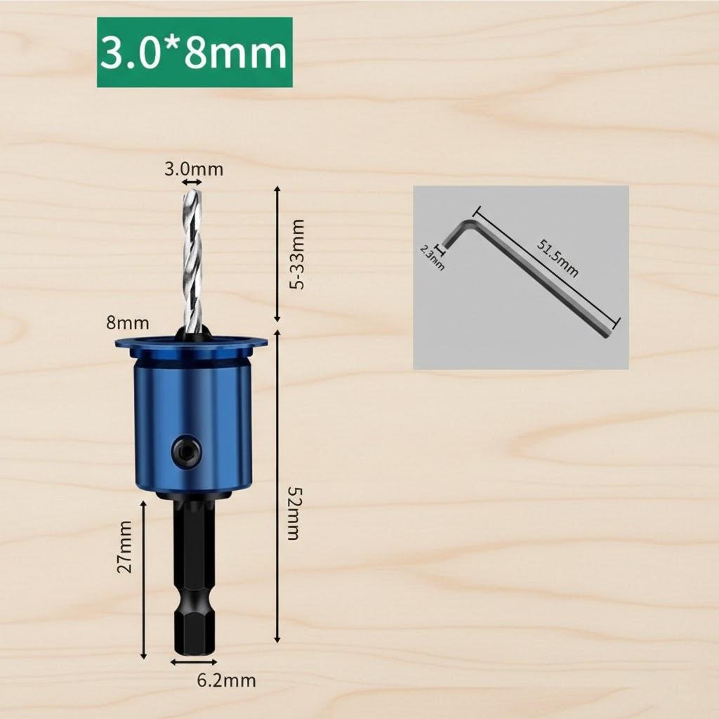 Countersink Drill Bit Set for Wood Pilot Holes Alloy Core Limiter Woodworking Tools Professional Router Bits