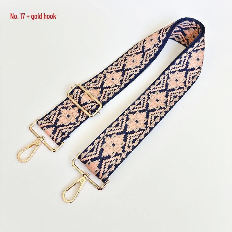 Etniczny Wzór Nylonowy Pasek do Plecaka z Regulowaną Długością i Metalowymi Akcesoriami - Odporny na Zużycie i Poszerzony dla Komfortu