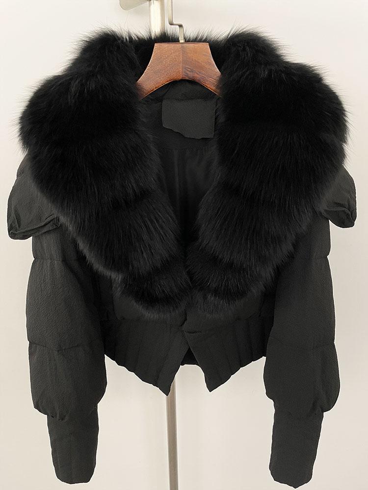 

OFTBUY Down Jacket Women 2024 New Winter Natural Real Raccoon Fox Fur Collar Short White Duck Down Coat Thick Warm Casual Outerwear One Size