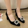 French High Heels for Women 2024 Versatile Women's Shoes Hot Selling Spring New Design Comfortable Rhinestone Decorated Shoes