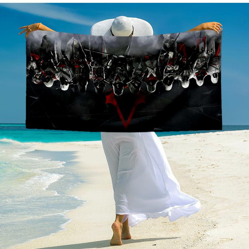 Ultra-Soft Beach Towel with Assassin's Creed Theme,Ideal for Pool - Camping, Diving - Perfect Travel Essential, Vibrant Beach Towel.
