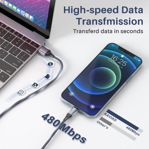 RAVIAD iPhone Charging Cable [3M/MFi Certified] Lightning Cable Fast Charging Data Transfer High Durability Disconnection Prevention iPhone 13/13 Pro/
