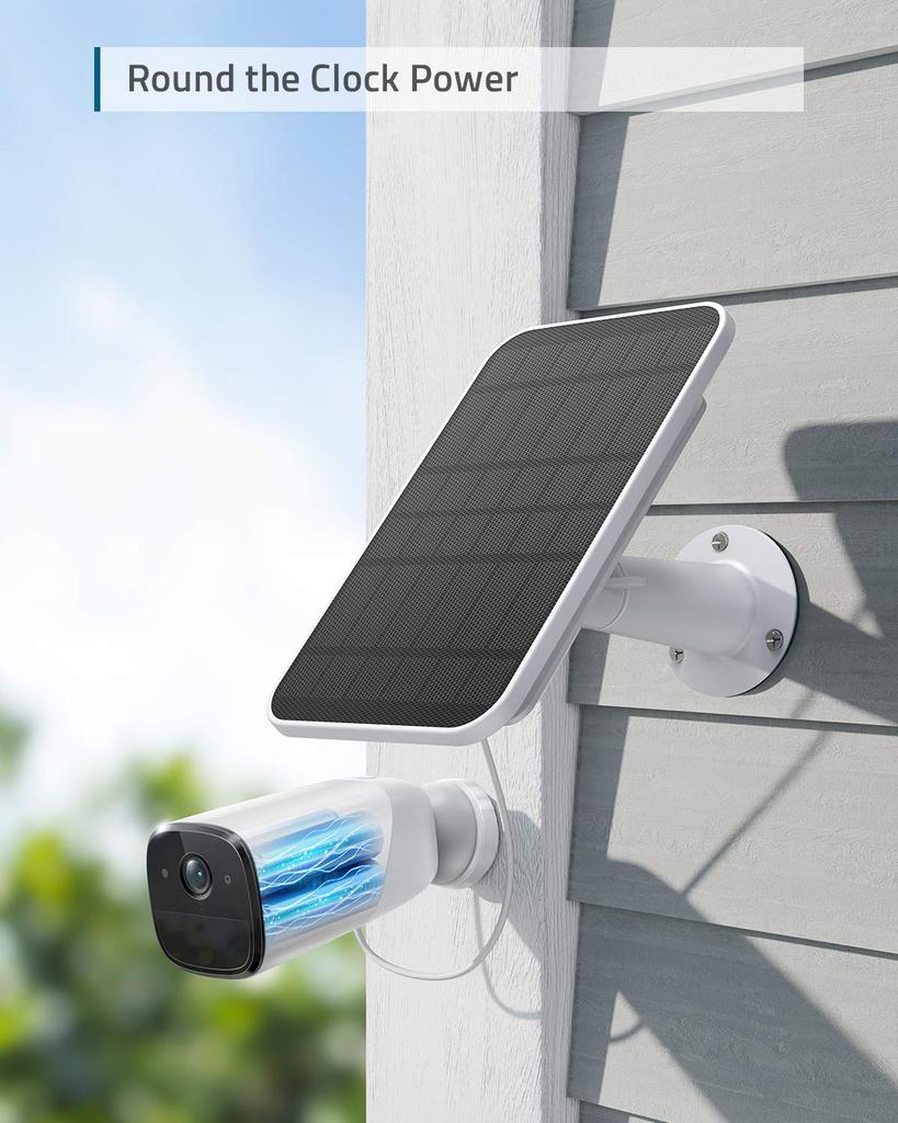 eufy Security Certified eufyCam Solar Compatible with Continuous Power Solar IP65 for Outdoor Surveillance and Camera Charging Panel, eufyCam, Supply,