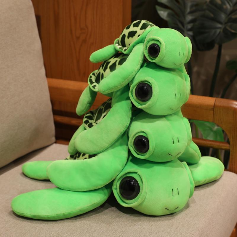 Big Eyes Sea Turtle Plush Toy Cute Green Tortoise Stuffed Animal Soft Ocean Creature Pillow Kids Gift Home Decor