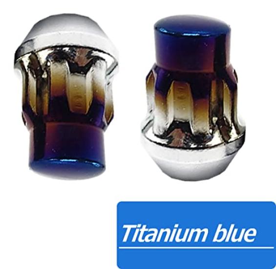 Wellvie Rueda de Acero M12 x Tuercas de Rueda 4 de Bloqueo Total 20 Tapa de Titanio Tuercas de Rueda Personalizadas para y Tuercas Daihatsu, P1.5 [16 + Tuercas], Piezas, Antirrobo, Azul,