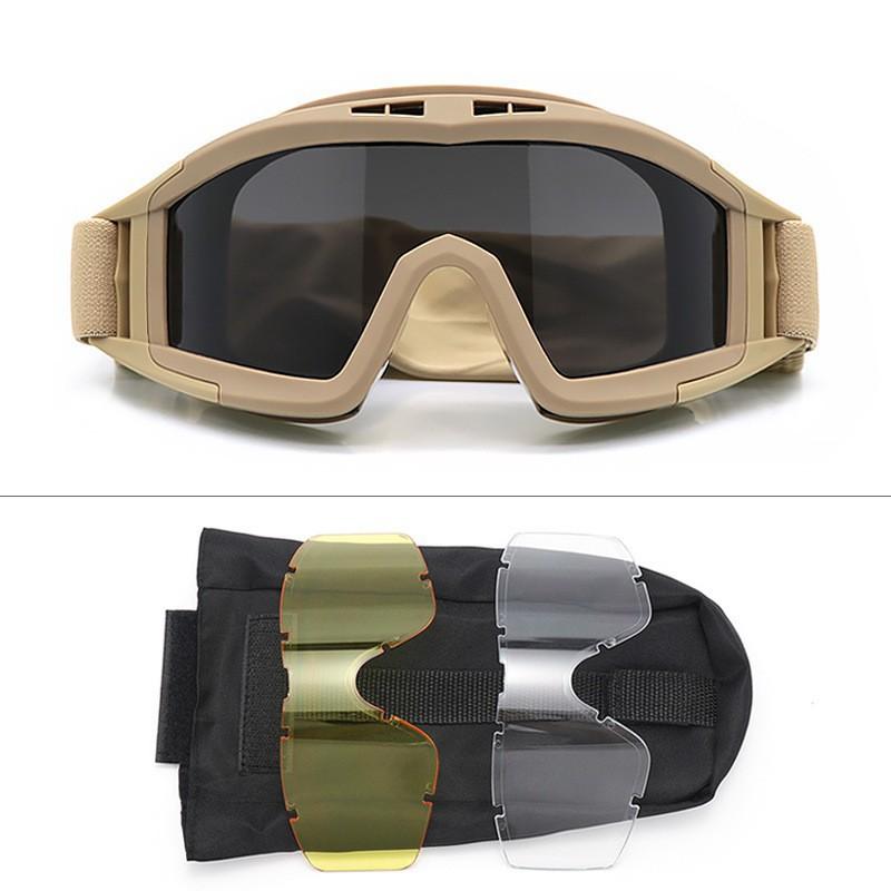 

Нові тактичні окуляри для страйкболу 3 лінзи вітрозахисні пилозахисні для стрільби мотокросу мотоцикла альпінізму захисні окуляри CS 1PCS хакі