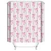 Pink Bow Shower Curtain Polyester Waterproof Fashion 1pc/3pcs/4pcs Bathroom Floor Mat Toilet Set Bath Accessories Mildew Proof