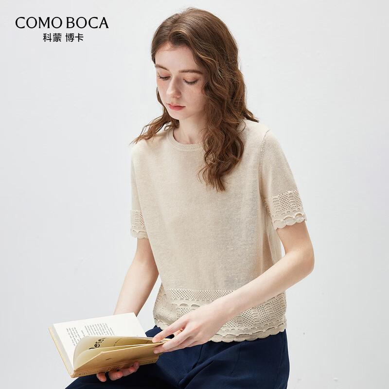 Komombo Women s Thin Linen Blend Short Sleeve Knit T-Shirt L