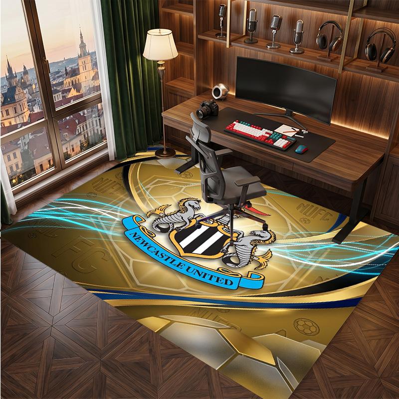 Tappeto in Velluto di Cristallo con Stampa di Calcio del Newcastle United, Comodo Assorbente d'Acqua Antiscivolo Tappeto per Pavimento Interno