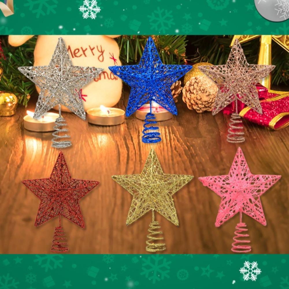 Five Pointed Star Iron Decoration, Tree Top Star Glitter, Vertical Five Pointed Star, Christmas Decoration Supplies