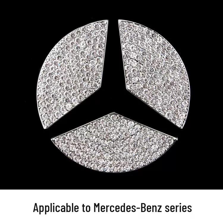 Naklejka z logo na kierownicę z cyrkoniami - Stylowa dekoracja wnętrza samochodu