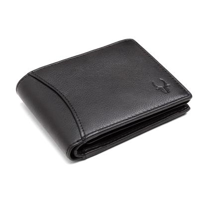 Black Leather Men's Wallet & Blue Crad Case