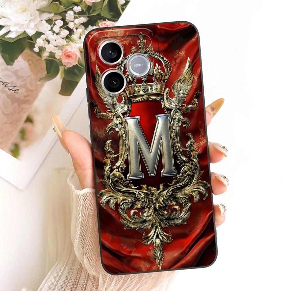 For Honor 600 Lite 5G 2026 Feather Crown Initial Letter Phone Case For Honor 600 600Lite Soft Silicone Covers Bumpers